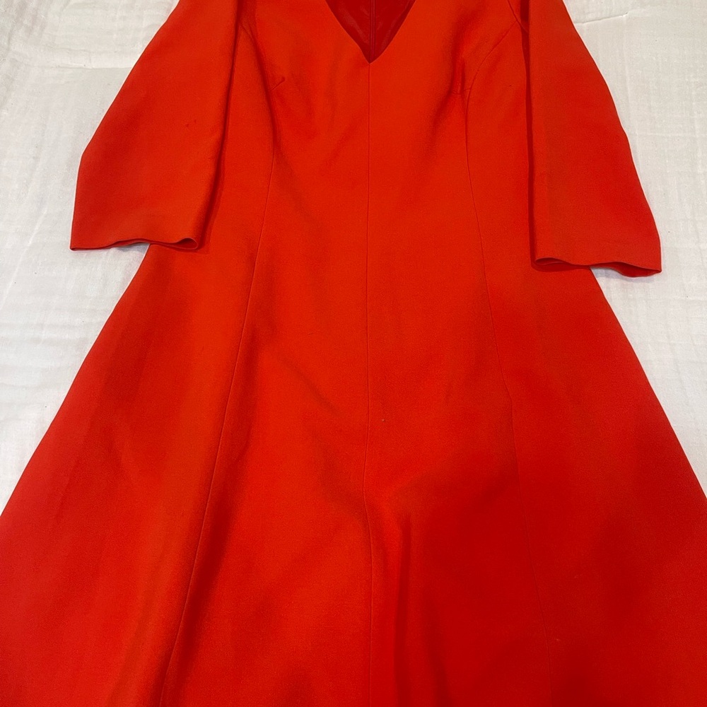 Trina Turk Red Fit & Flare Dress | V-Neck 3/4 Sleeve | Size 6